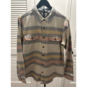 NWT VISSLA Striped Flannel Button Up Long Sleeve Shirt‎ Men's SZ S